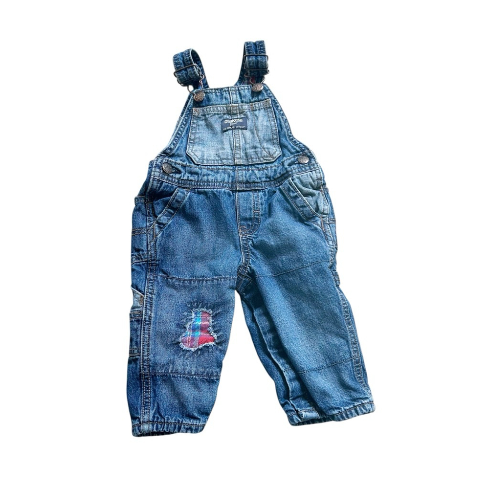 Baby OshKosh B'gosh Blue Denim Overalls 9M Flannel Lined Cotton Fall Winter